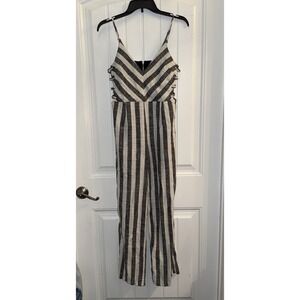Women's romper pants Small Audrey 3 Plus 1 Brand Stripe Pattern Open Sides